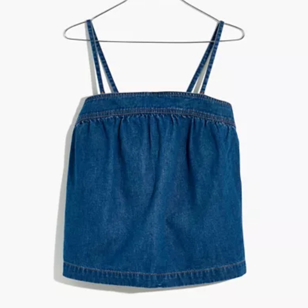 Madewell Women’s Denim Convertible Tie-Back Linen Blend Top in Alberta Wash XXS